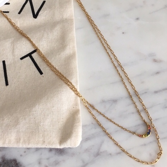 Madewell Jewelry - Madewell Rainbow Pavé Moon Necklace Set